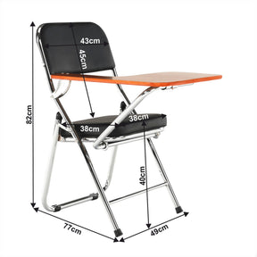 Scaun conferinta cu masuta TEKER, negru/crom, piele ecologica/lemn/metal, 49x82x77 cm