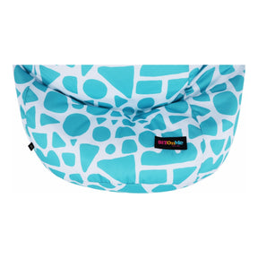 Fotoliu puf TELDIN, material textil/biluțe din polistiren, alb/turcoaz/cu model, 75x110x75 cm