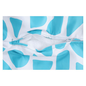 Fotoliu puf TELDIN, material textil/biluțe din polistiren, alb/turcoaz/cu model, 75x110x75 cm