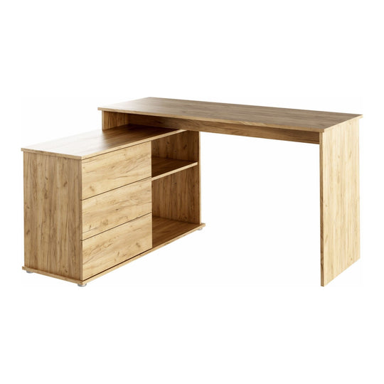 Birou pe colt TERINO, PAL laminat, stejar artisan, 138x50/110x75,4 cm