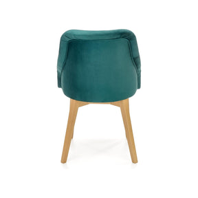 Scaun TOLEDO 2, stofa catifelata verde/lemn de stejar, 55x51x82 cm