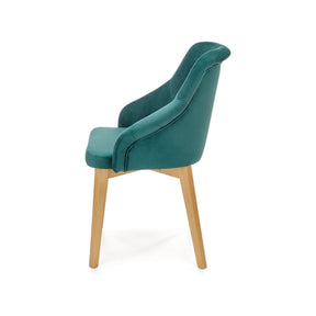 Scaun TOLEDO 2, stofa catifelata verde/lemn de stejar, 55x51x82 cm