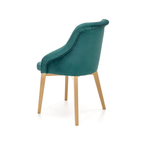 Scaun TOLEDO 2, stofa catifelata verde/lemn de stejar, 55x51x82 cm