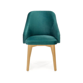 Scaun TOLEDO 2, stofa catifelata verde/lemn de stejar, 55x51x82 cm