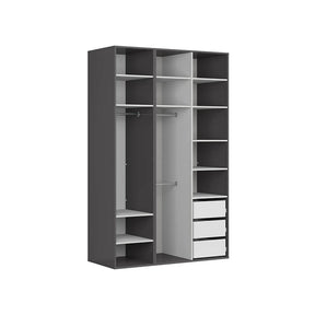 Dulap FLEX, gri grafit, PAL, cu 3 usi si oglinda, 150x66x240 cm