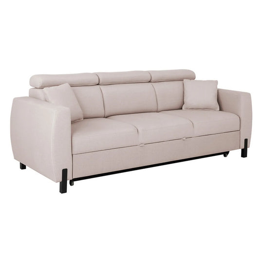 Canapea extensibila TULIO, stofa catifelata crem - Maya 01, 235x96x92 cm