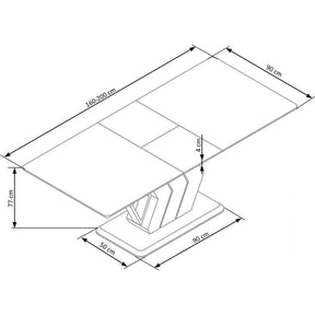 Masa extensibila VINCENZO, alb/negru, 160/200x90x77 cm