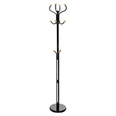 Cuier pom VASIL, negru lucios/stejar, metal/lemn, 30x30x198 cm