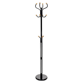 Cuier pom VASIL, negru lucios/stejar, metal/lemn, 30x30x198 cm