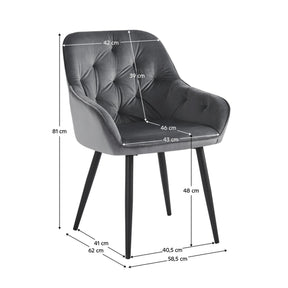 Scaun VERIO, gri/negru, stofa catifelata/metal, 59x62x81 cm