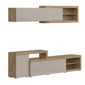 Mobilier living VERONIKA, gri/stejar, PAL, 245x42x190 cm