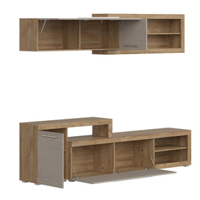Mobilier living VERONIKA, gri/stejar, PAL, 245x42x190 cm