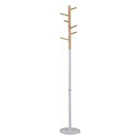 Cuier, lemn natural/metal alb, HORST