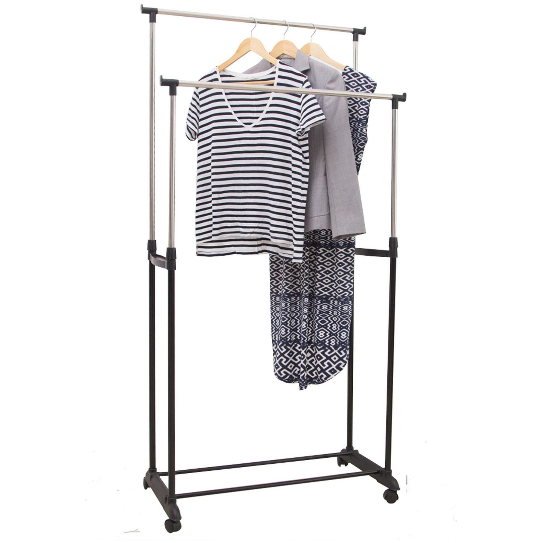 Stander haine SVAN, metal/plastic, negru/argintiu, 80x42x165 cm