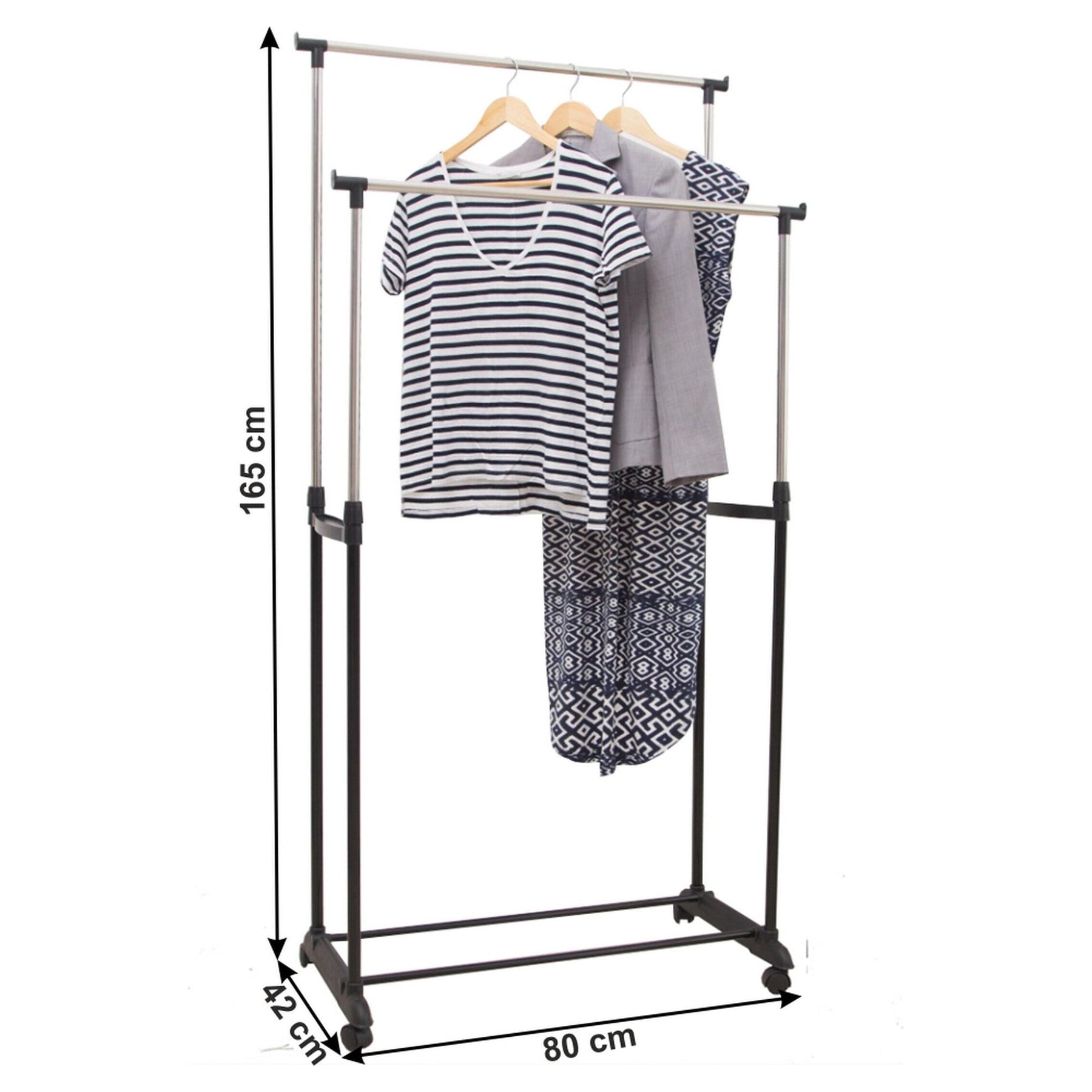 Stander haine SVAN, metal/plastic, negru/argintiu, 80x42x165 cm
