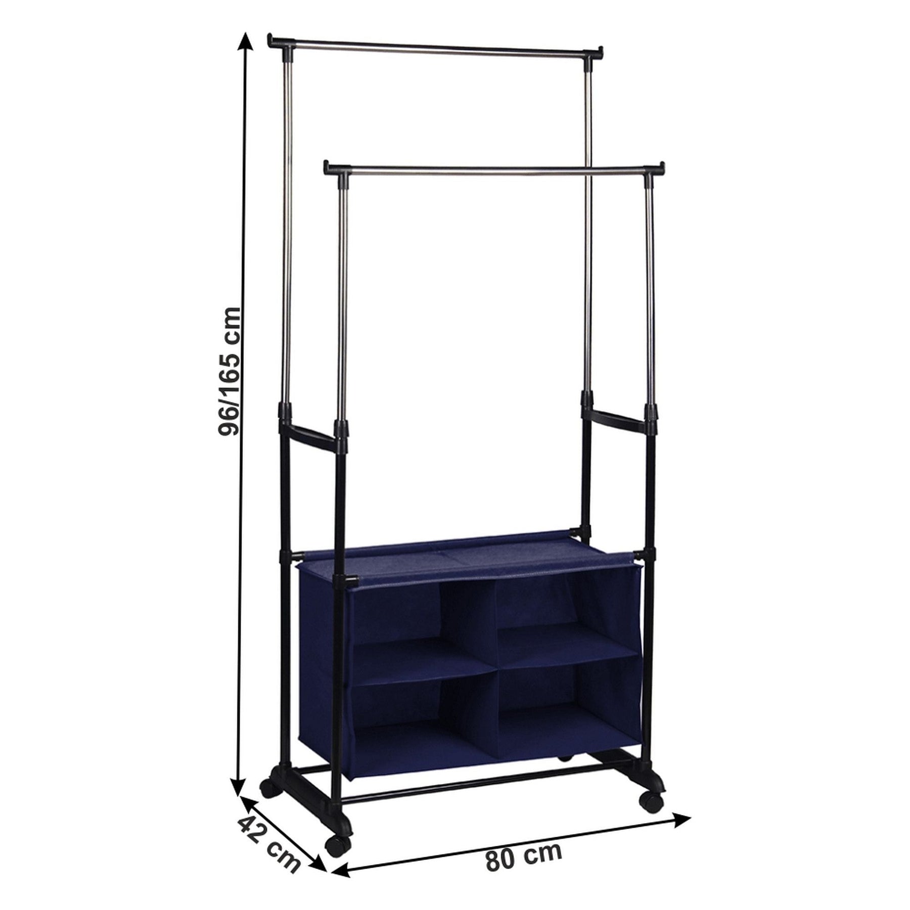 Stander haine SANDOR, argintiu/negru, metal, 80x42x165 cm