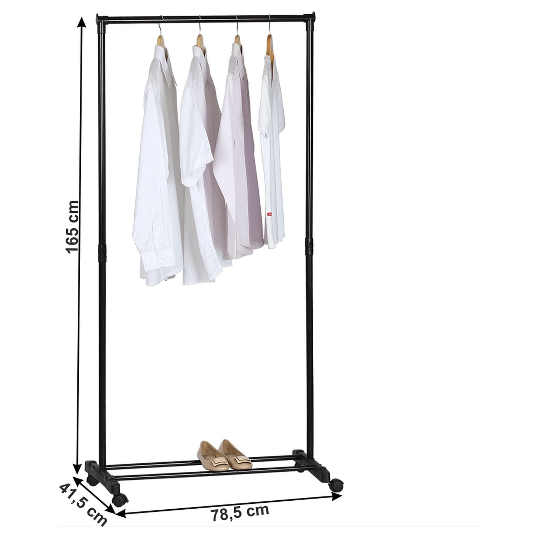 Stander haine VANDER, metal/plastic, negru, 78,5x41,5x165 cm