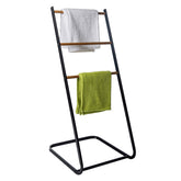 Uscator de haine ZONKER, negru/nuc, metal/lemn, 40x37.5x89 cm