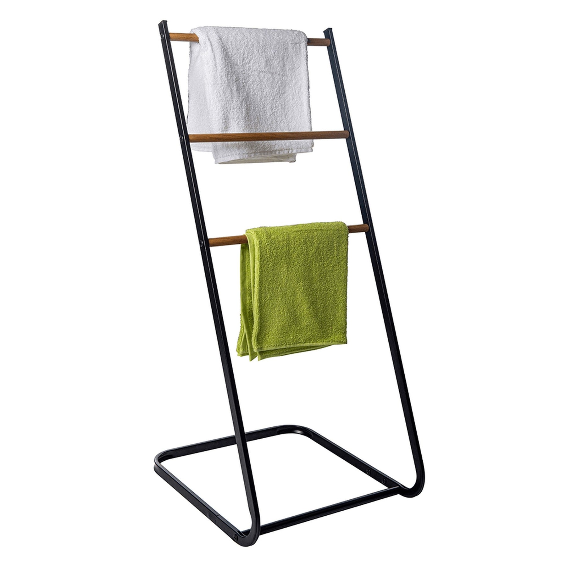 Uscator de haine ZONKER, negru/nuc, metal/lemn, 40x37.5x89 cm