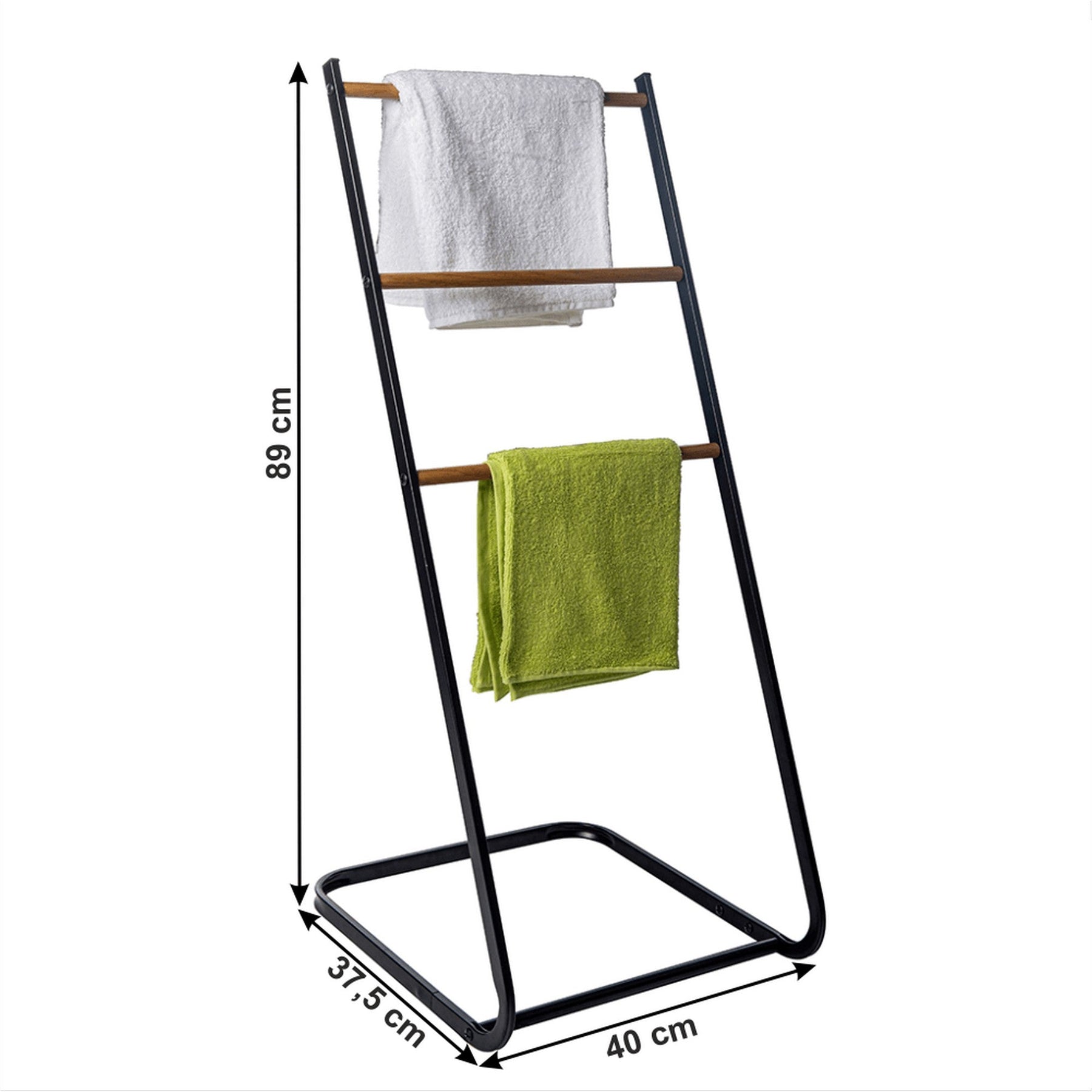 Uscator de haine ZONKER, negru/nuc, metal/lemn, 40x37.5x89 cm