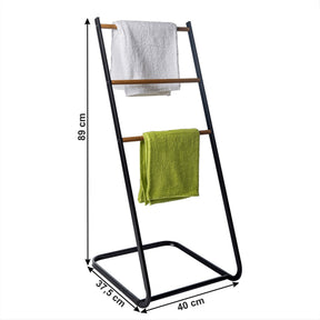 Uscator de haine ZONKER, negru/nuc, metal/lemn, 40x37.5x89 cm