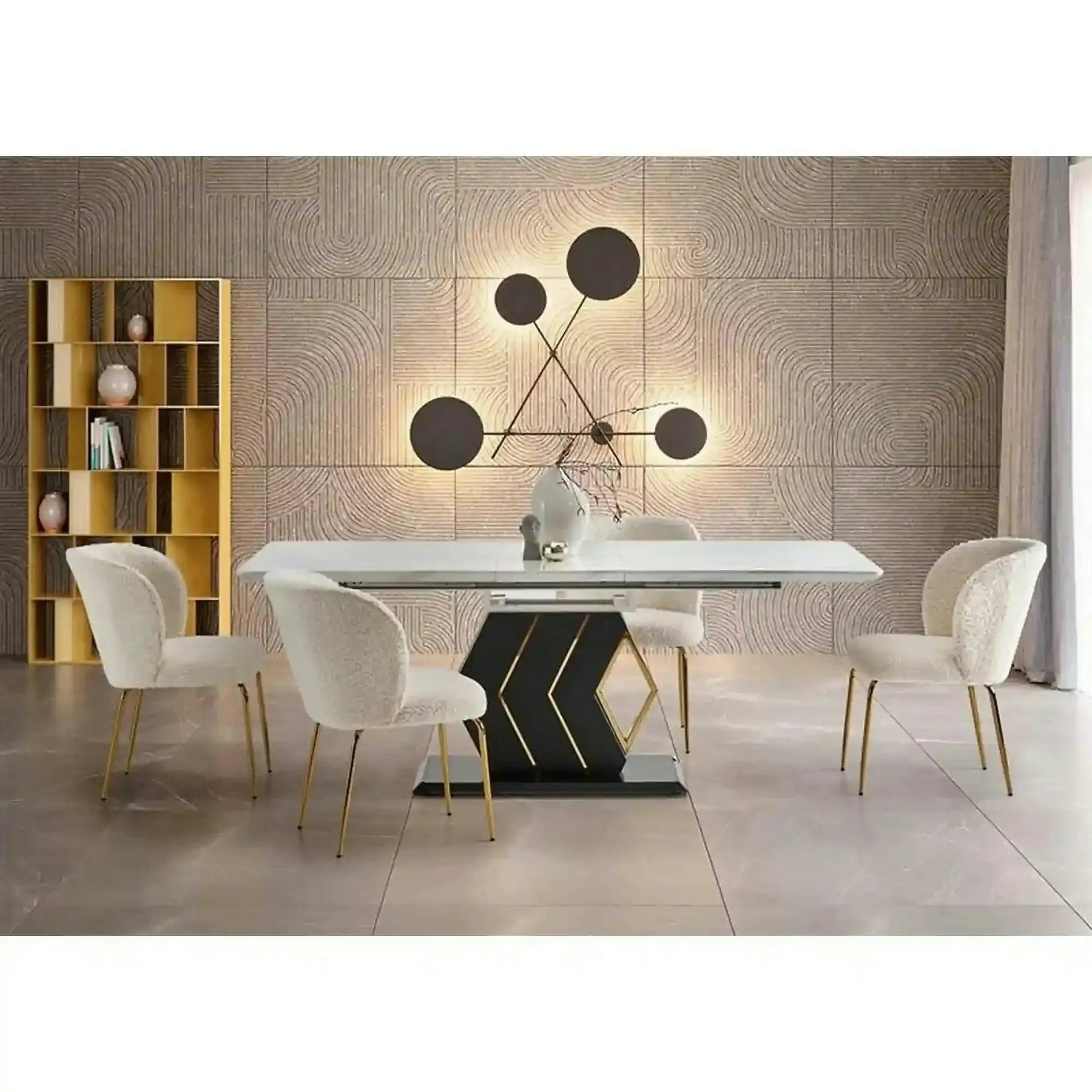 Masa extensibila VINCENZO, alb/negru, 160/200x90x77 cm