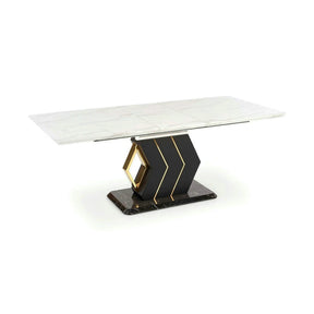 Masa extensibila VINCENZO, alb/negru, 160/200x90x77 cm
