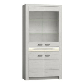 Vitrina living INFINITY I-03, PAL melaminat, frasin alb, 96x42x192 cm