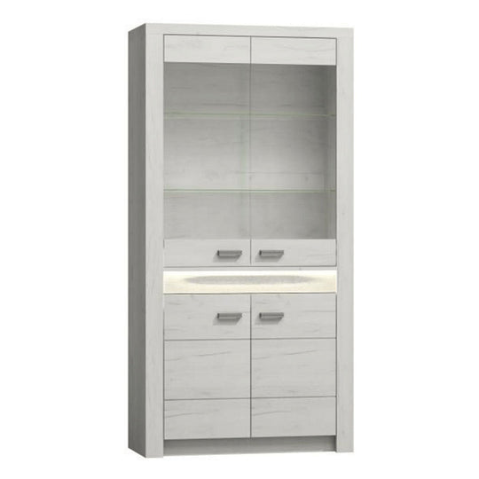 Vitrina living INFINITY I-03, PAL melaminat, frasin alb, 96x42x192 cm