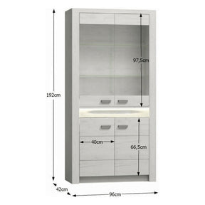 Vitrina living INFINITY I-03, PAL melaminat, frasin alb, 96x42x192 cm
