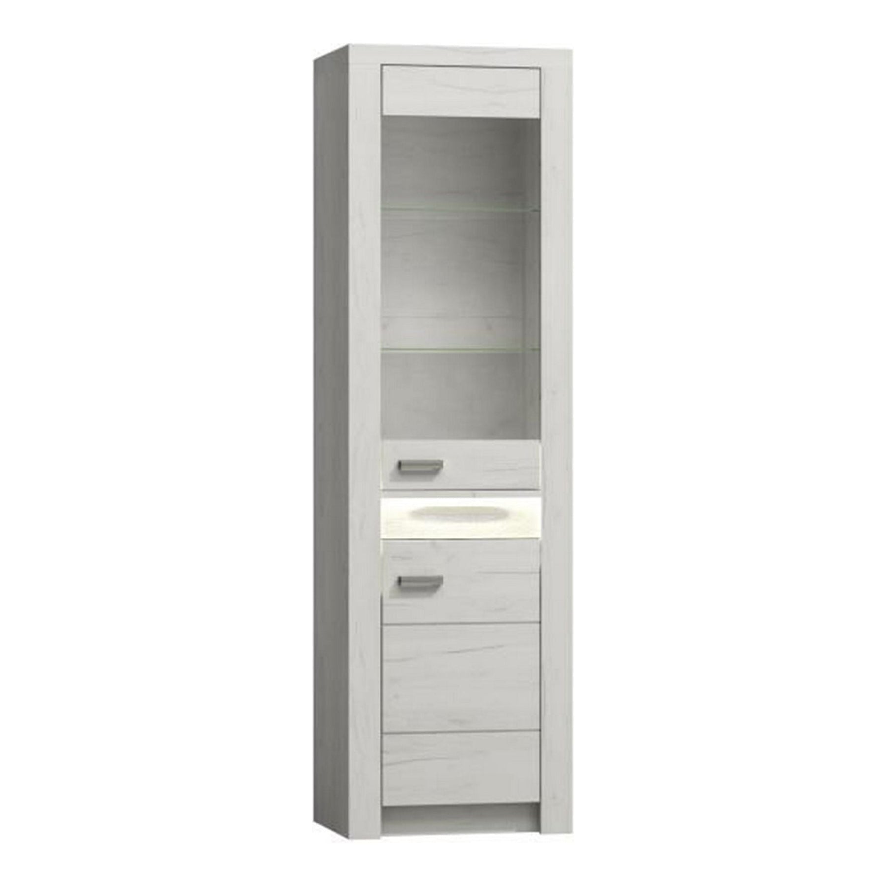 Vitrina living INFINITY I-04, PAL melaminat, frasin alb, 56x42x192 cm