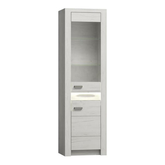 Vitrina living INFINITY I-04, PAL melaminat, frasin alb, 56x42x192 cm