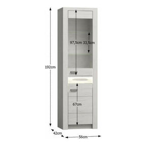 Vitrina living INFINITY I-04, PAL melaminat, frasin alb, 56x42x192 cm