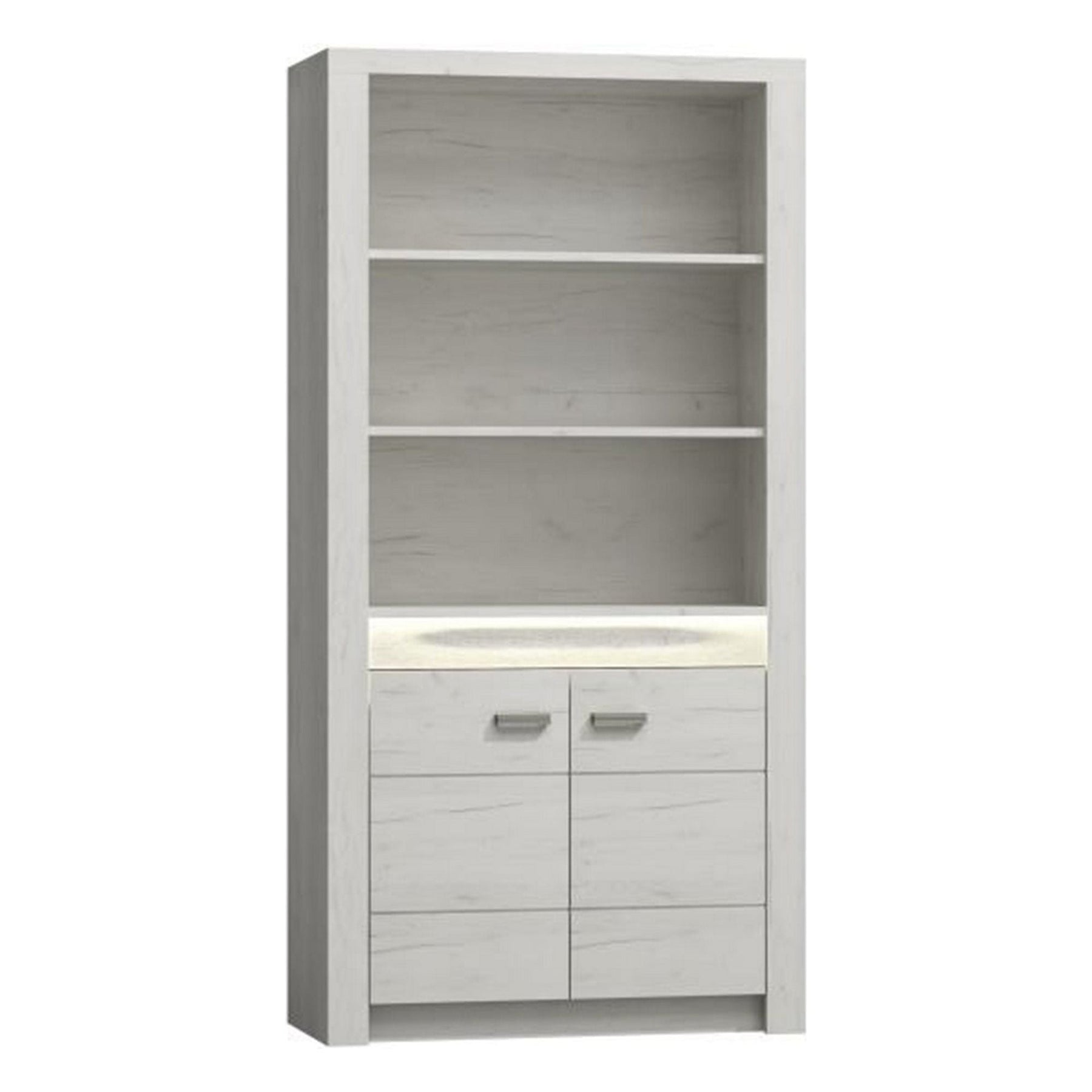 Vitrina livnig INFINITY I-05, PAL melaminat, frasin alb, 96x42x192 cm
