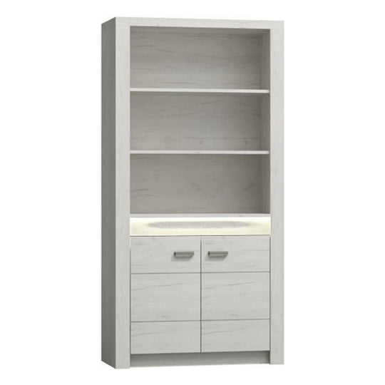 Vitrina livnig INFINITY I-05, PAL melaminat, frasin alb, 96x42x192 cm