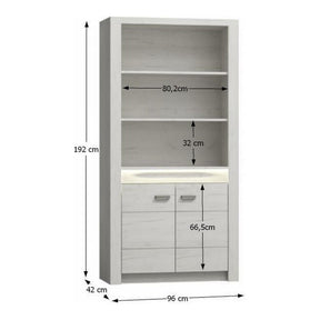 Vitrina livnig INFINITY I-05, PAL melaminat, frasin alb, 96x42x192 cm