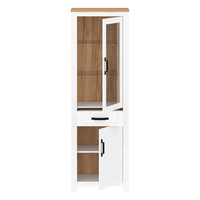 Vitrină cu iluminare LED, alb alba / stejar craft auriu, LANZETTE A