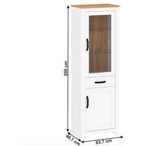 Vitrină cu iluminare LED, alb alba / stejar craft auriu, LANZETTE A