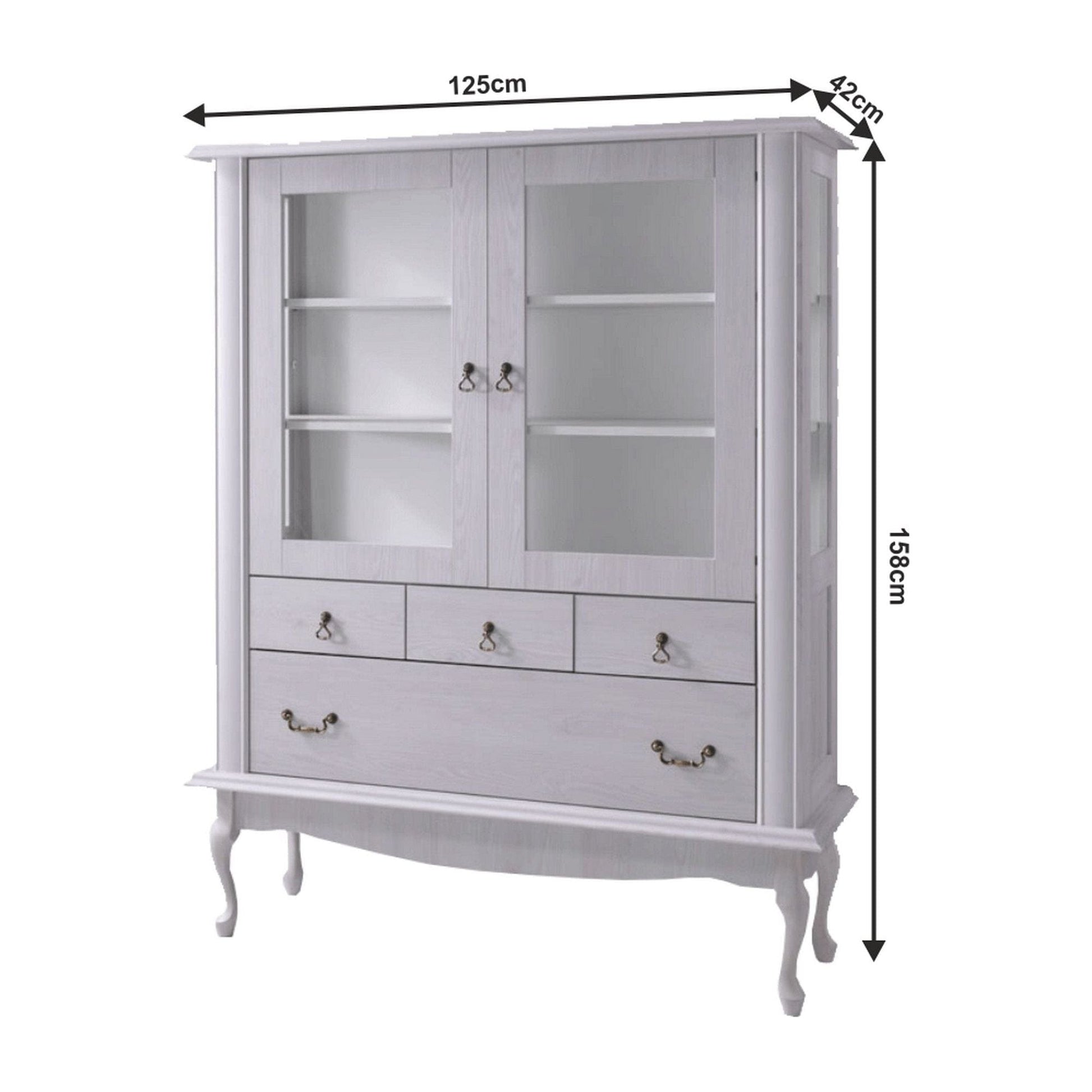 Vitrina VILAR DA5, pin alb, DTD laminat, 125x42x158 cm