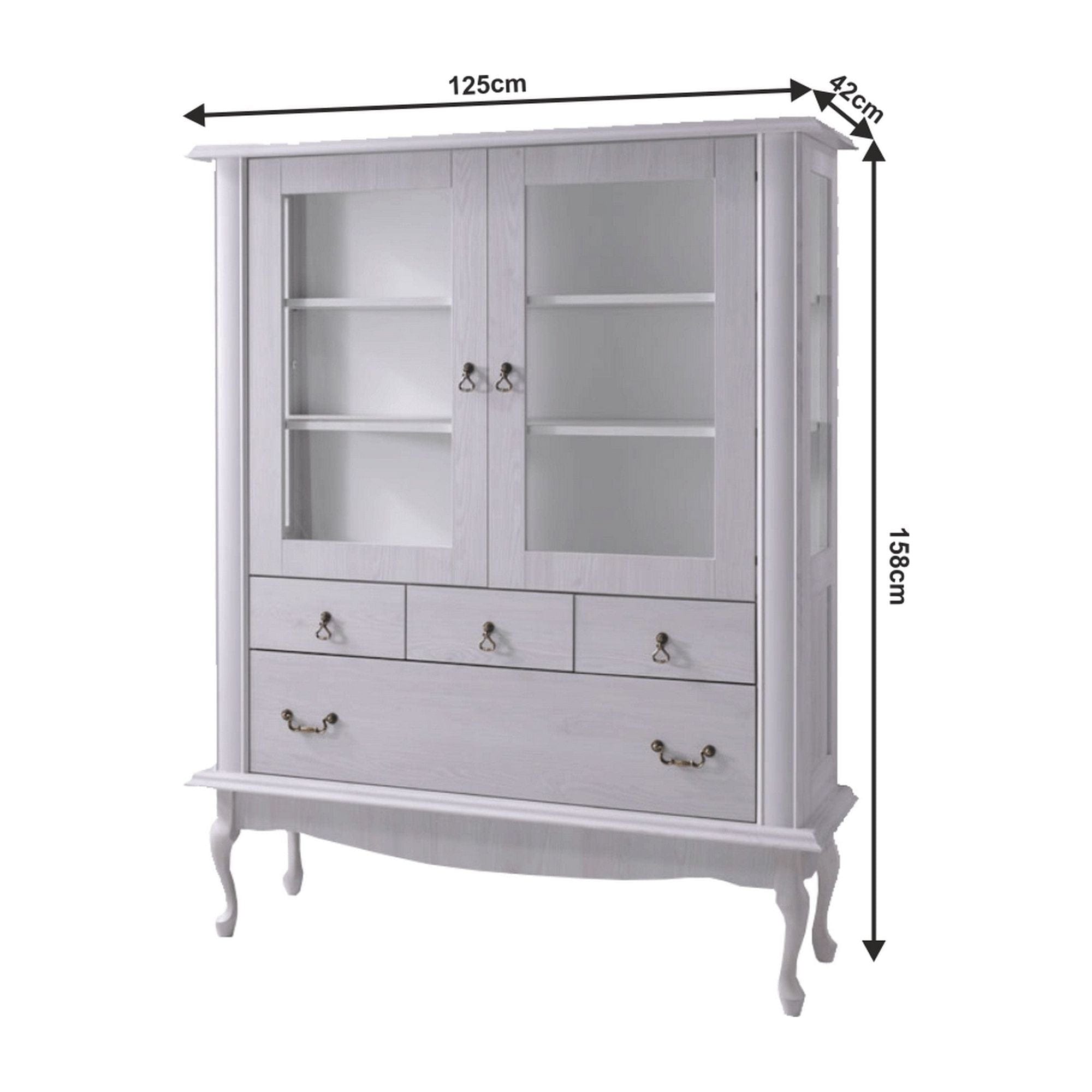 Vitrina VILAR DA5, pin alb, DTD laminat, 125x42x158 cm