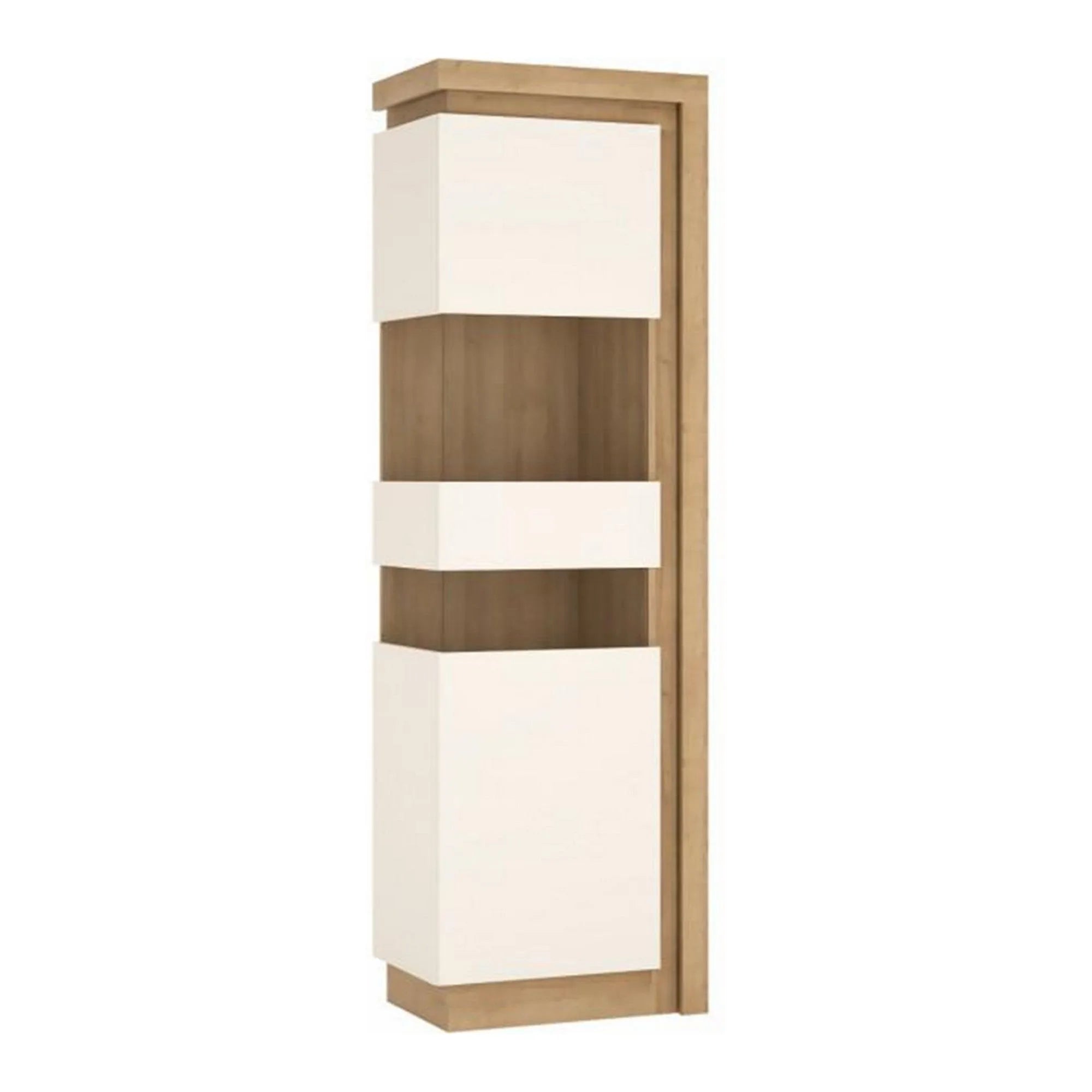 Vitrina ATHENA OCN-27993, stejar rivierra/alb lucios