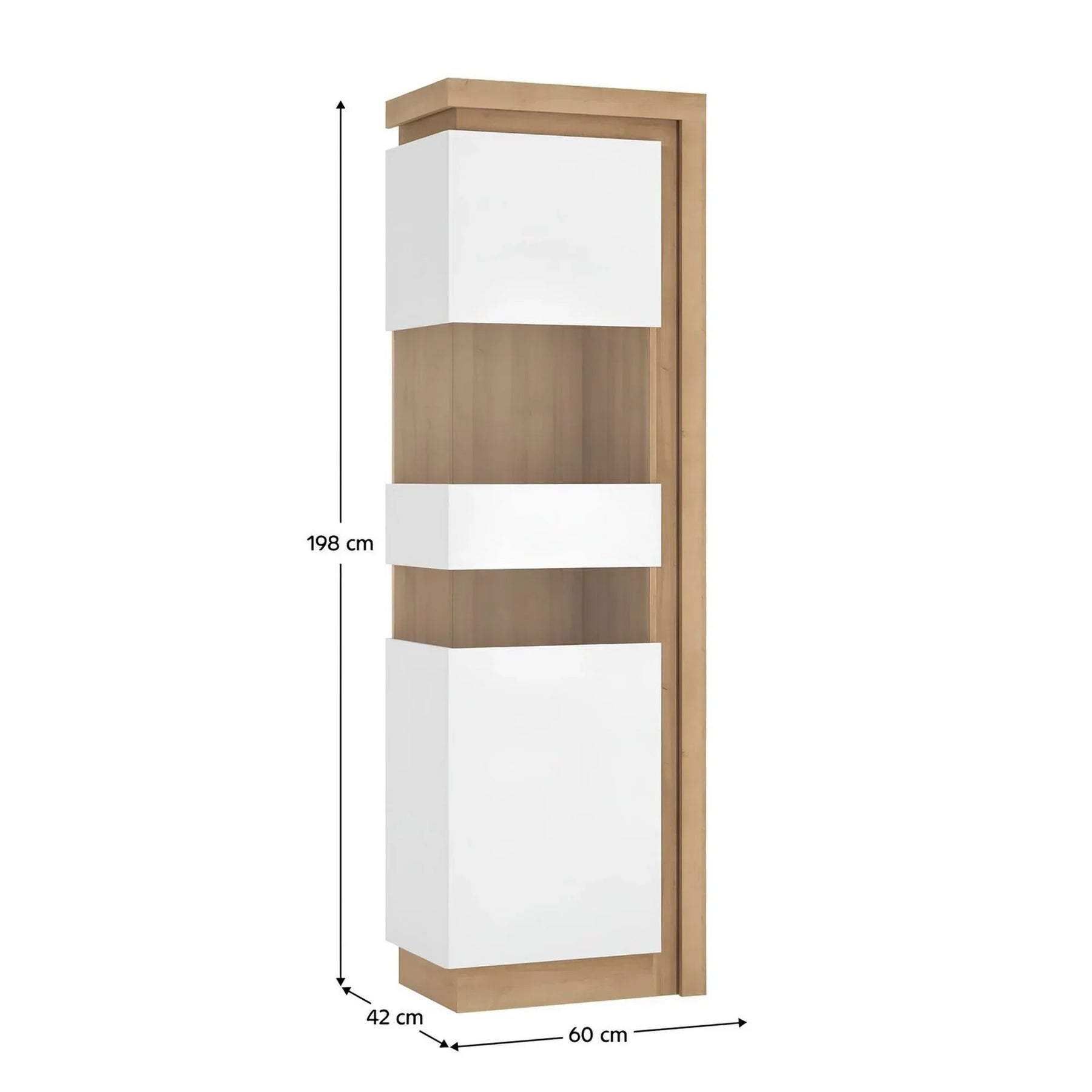 Vitrina ATHENA OCN-27993, stejar rivierra/alb lucios