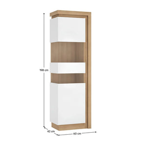 Vitrina ATHENA OCN-27993, stejar rivierra/alb lucios