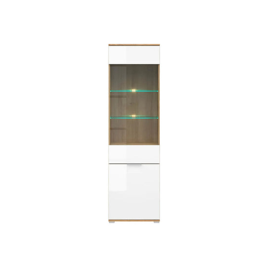 Vitrina BERGEN OCN-28415, stejar wotan/alb lucios