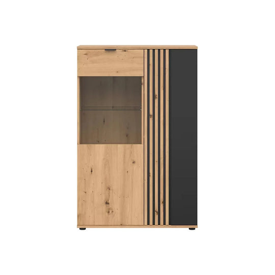 Vitrina BERGEN OCN-28417, stejar artisan/negru mat