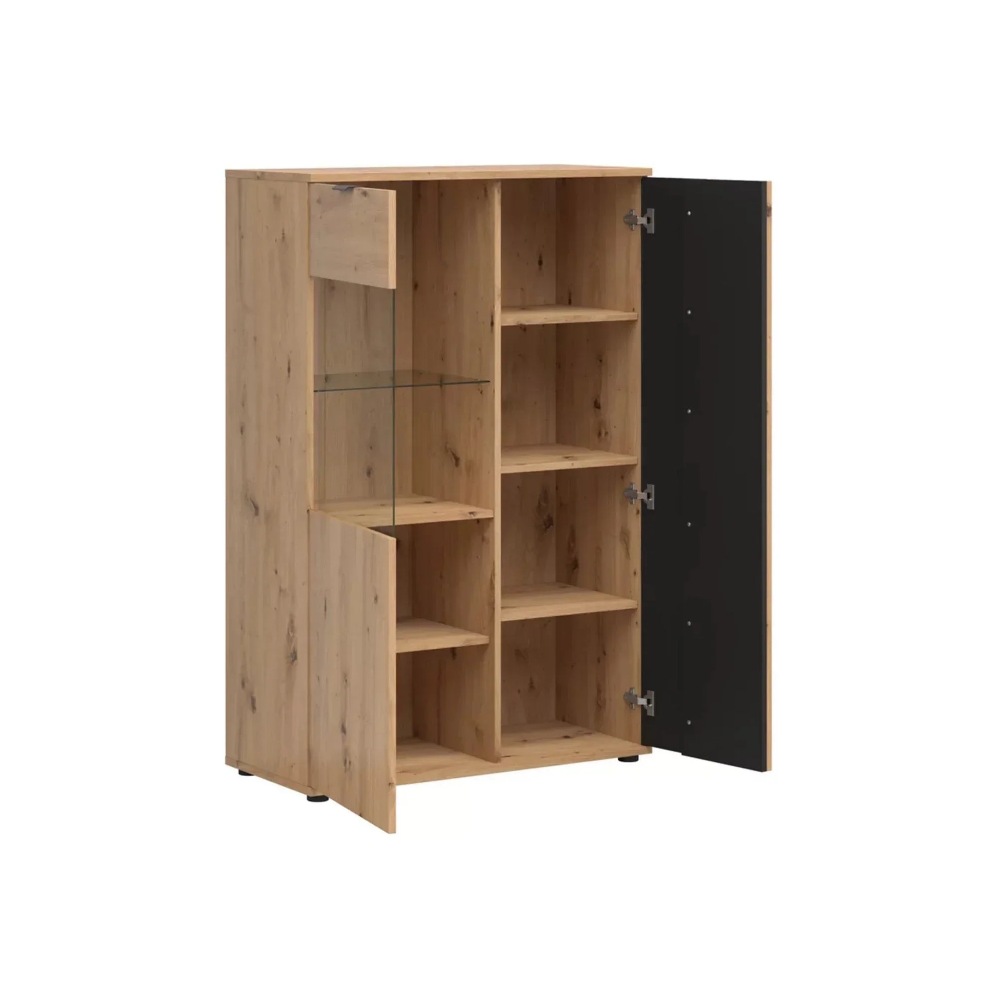 Vitrina BERGEN OCN-28417, stejar artisan/negru mat