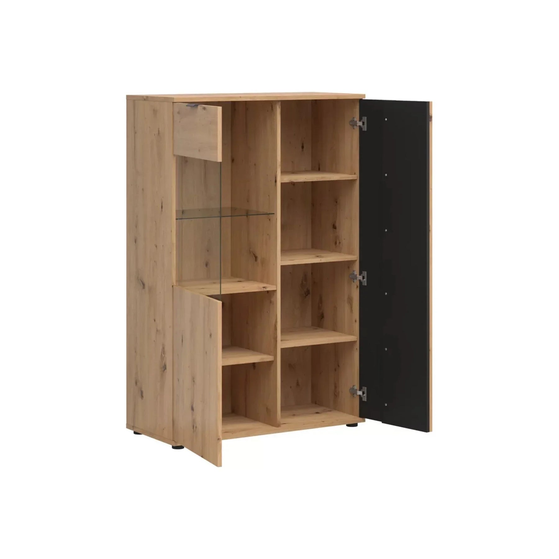 Vitrina BERGEN OCN-28417, stejar artisan/negru mat
