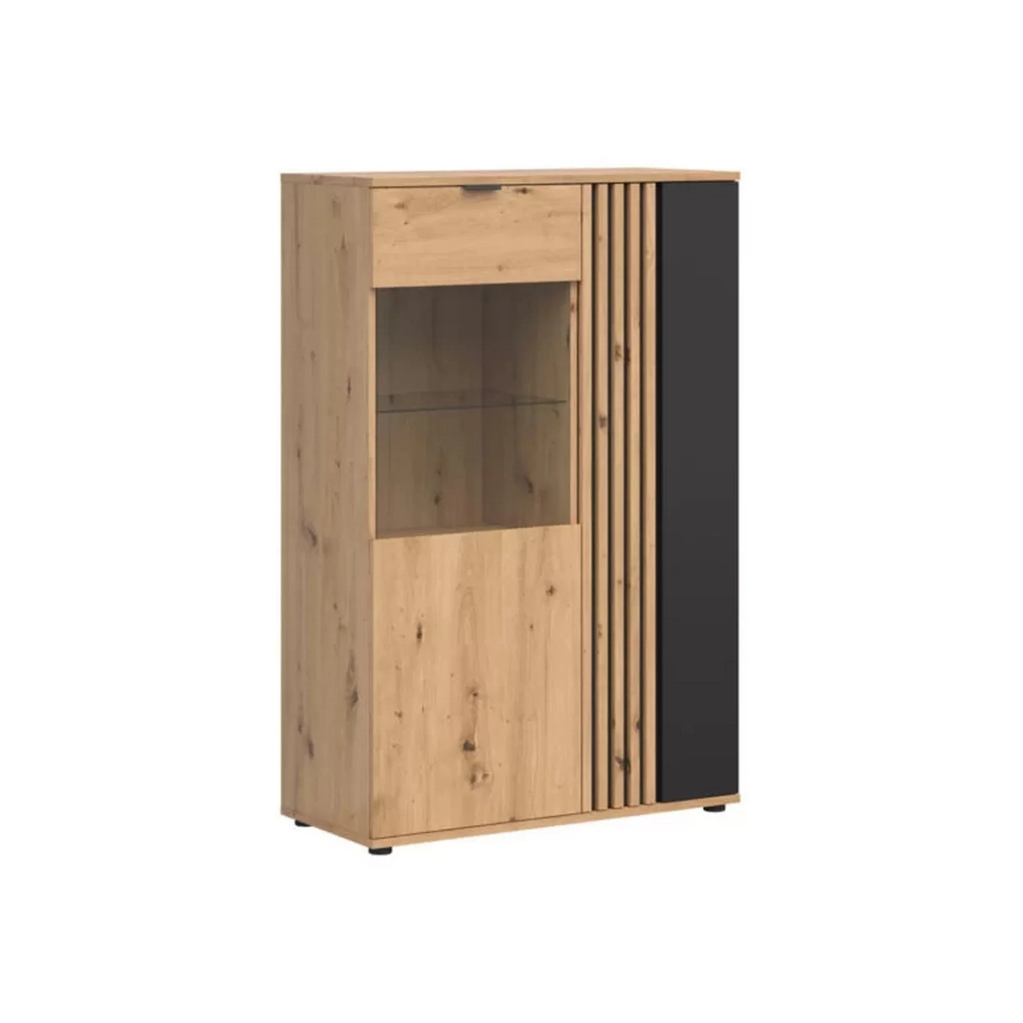 Vitrina BERGEN OCN-28417, stejar artisan/negru mat