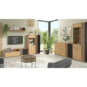 Vitrina BERGEN OCN-28417, stejar artisan/negru mat