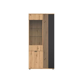 Vitrina BERGEN OCN-28432, stejar artisan/negru mat